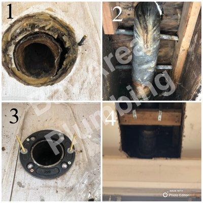 Detecting the leak from the ceiling. Replace broken toilet bend with toilet flange in the Outer Richmond in San Francisco