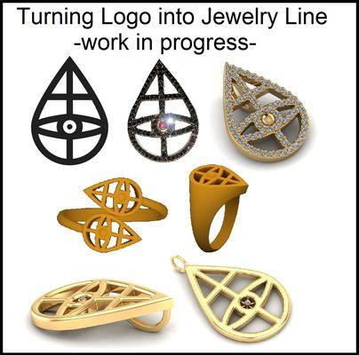 Custom collection, turning the logo into jewelry: 
 Let's bring your visions to life
 Jane@JaneGordon.com
 212-688-8600