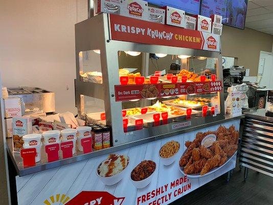 Krispy Krunchy Chicken ready to go or made to order! Halal Chicken, Cajun Tenders, Cajun Fried Fish, Krispy Fried Shrimp, Chicken Sandwiches