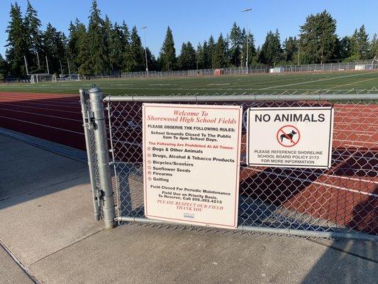 Track and field open to the public outside of school hours on school days.