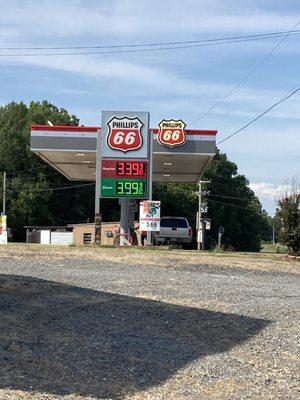 view of Jump Start facility's price sign (they sell both diesel fuel and gasoline)