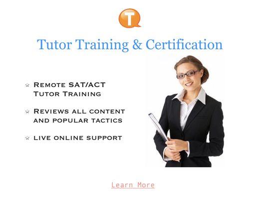 Learn to Tutor the SAT or the ACT through our remote Train the Trainer program!