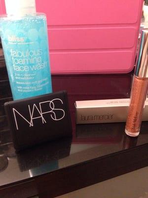 NARS, Trish McEvoy, Laura Mercier and Bliss!!!! Just to name a few. All are amazing products!