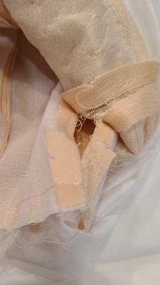 Please notice that this is a professional wedding dress that is torn, ripped at the seams, unprofessional seam work...