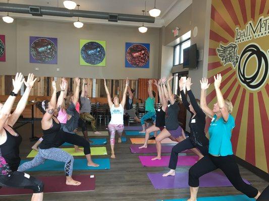 Sunday morning yoga at Local Motive Brewery in downtown Florence. www.theyogascene.com