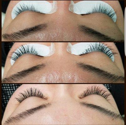 Classic lash extensions before and after