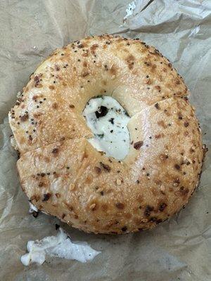 Everything bagel with scallion cream cheese