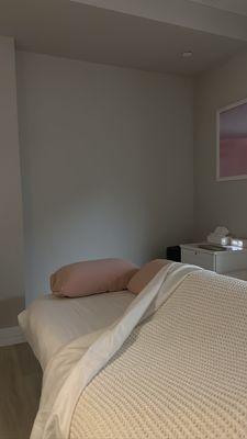 Massage room set up for prenatal massage