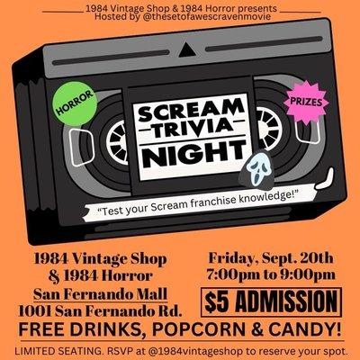 Scream Trivia Night RSVP on Instagram