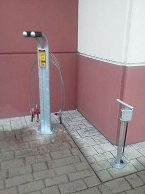 A new bike fix-station has been installed along the side of the building.