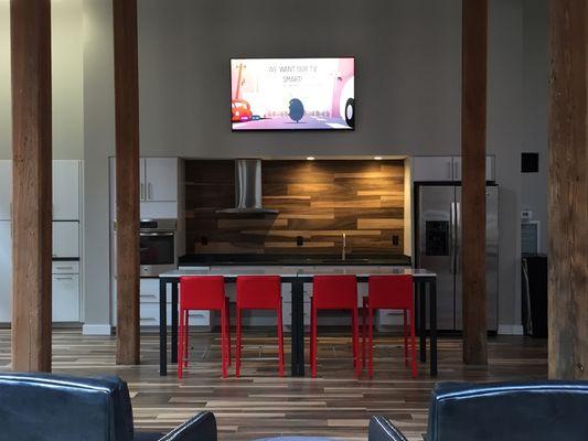 65" TV in Community Lounge, Mill Renovation