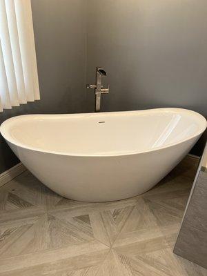 Freestanding tub added to newly renovated bathroom