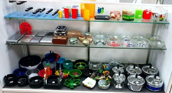 Viles, airtight containers, cigarette cases, ashtrays