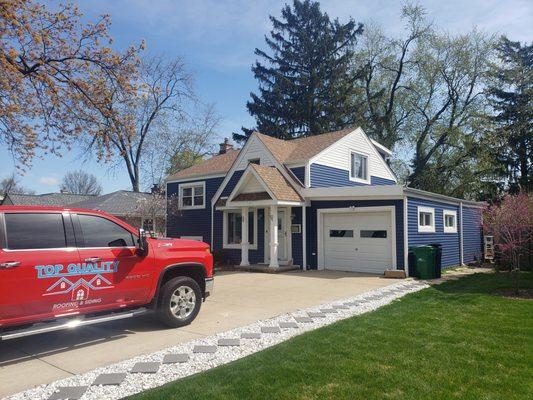 New roof, siding, soffit&fascia and new gutters installed in Lombard