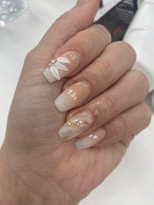 Any occasion natural nail look with gems - done by Rey