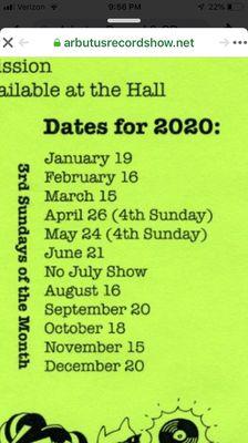 Record show dates at the same location