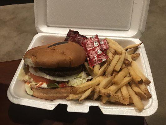 Double cheeseburger with fries!