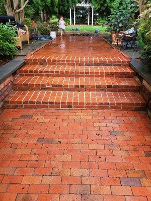 Powerwashed patio area.