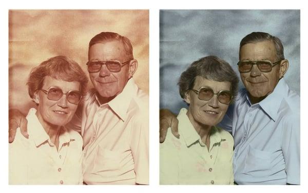 Repair of a heavily faded photo