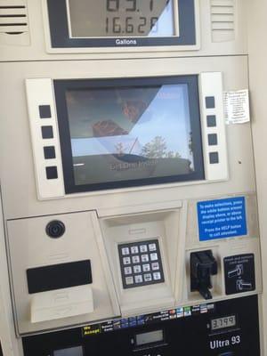 New station has tv on pump with weather and news updates as you pump gas!