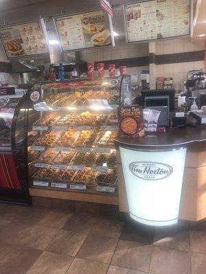 This is the counter in checkout area at Tim Hortons Cambridge Ohio