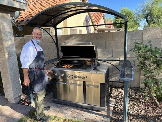 Chef Alex grilling sweet potato