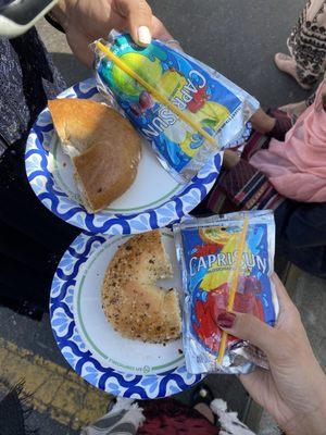 Eid Bagels with cream cheese and Caprisuns