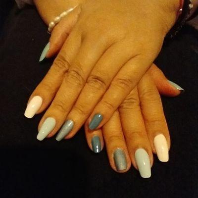 Teal Fade on Natural Nails