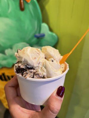 Cookie dough and moose tracks ice cream