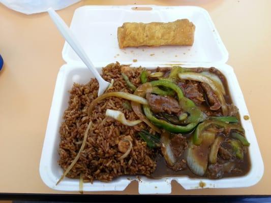 Mongolian beef lunch special ....frre can of pop.