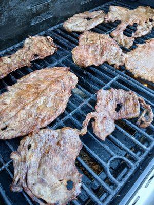 Marinated Ranchera on the grill! ;)