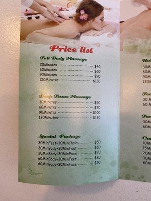 Price list