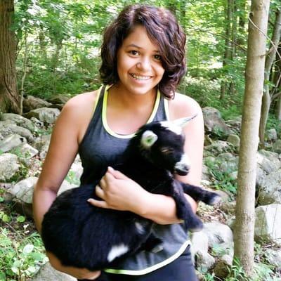 During 2015 True Heart Stable camp the kids got to see kids! This is my daughter Emi holding a baby goat for the first time.