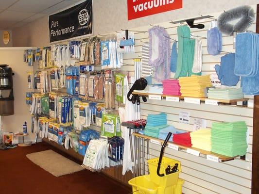 Full selection of cleaning supplies as well as microfiber