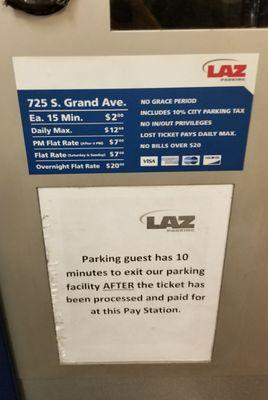 Pre-pay on your way out. Rates posted