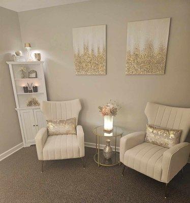 An area in our reception room for our guests and clients to relax and unwind.