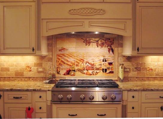 cabinets, tile and granite