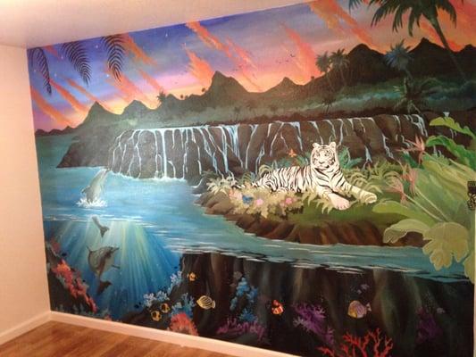 11.5'x8' wall mural, acrylic