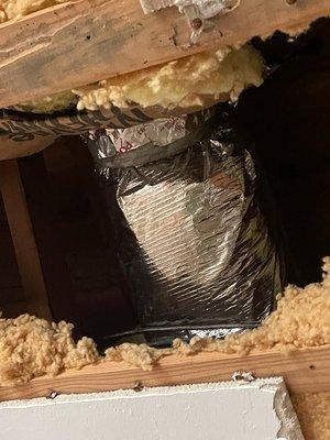 Old duct covered with asbestos