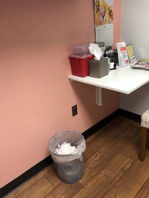 Unsanitary exposes trash in exam room