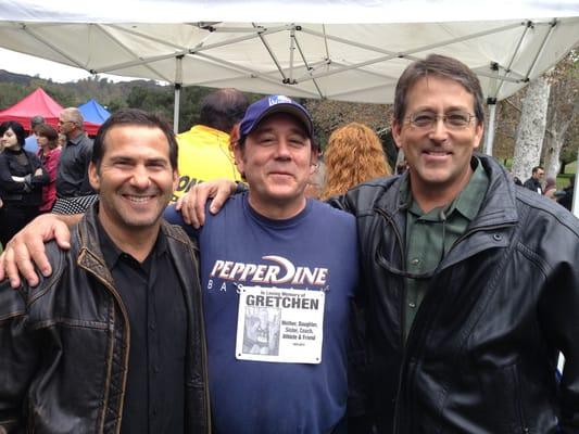 Jed Hirsh left, Rich Melendez right, Dr K MIDDLE following Charity 5k Griffith Park for Gretchen's Kids