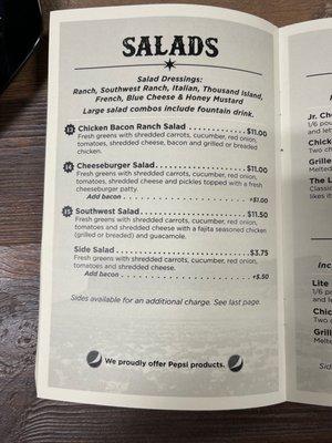 Salad Menu