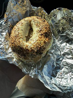 Sausage egg cheese bagel