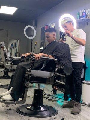 My son getting a haircut