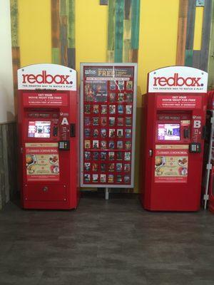 Redbox DVD Kiosk A & B located inside Raley's Supermarket.