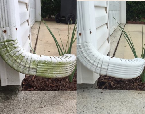 Gutter cleaning before and after