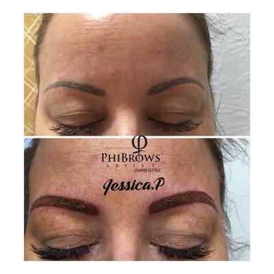 Ombré eyebrows correction the previous pigment