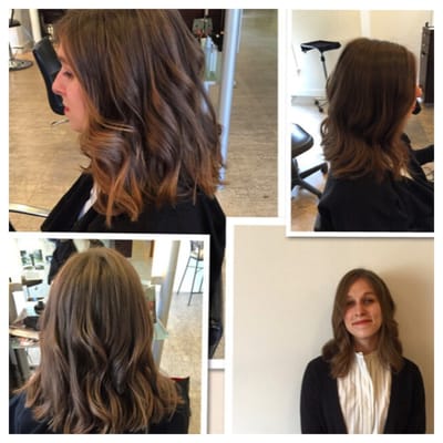 Hair cut & style by stylist, Erin