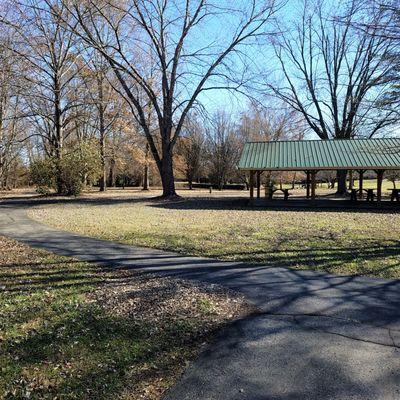 shelters and paved walkway