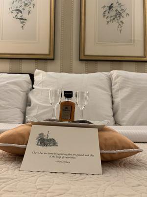 Turndown service includes slippers, chocolates, and evening liqueurs.